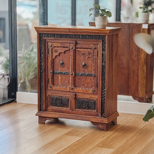 Spanish style solid wood hand etched cupboard