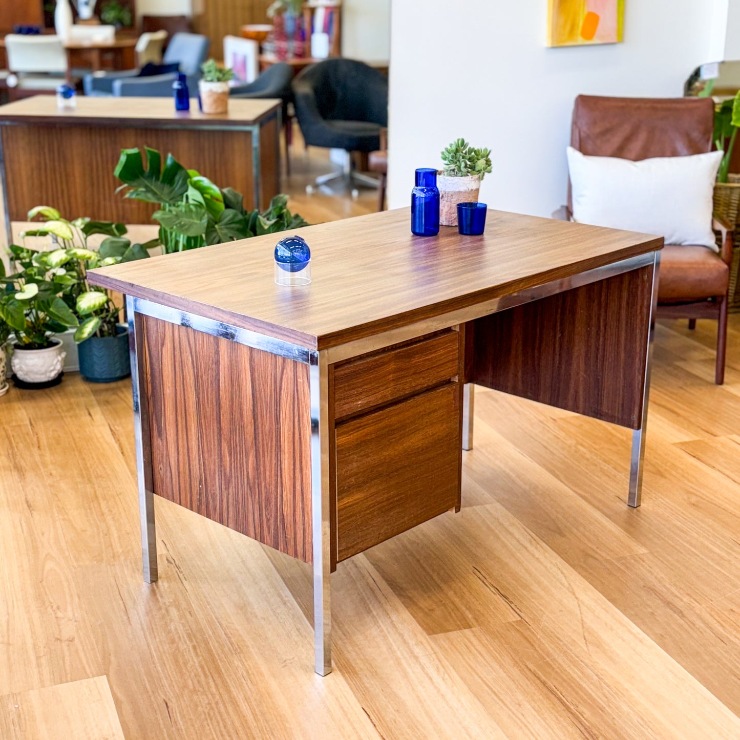 1970s laminate and chrome desk