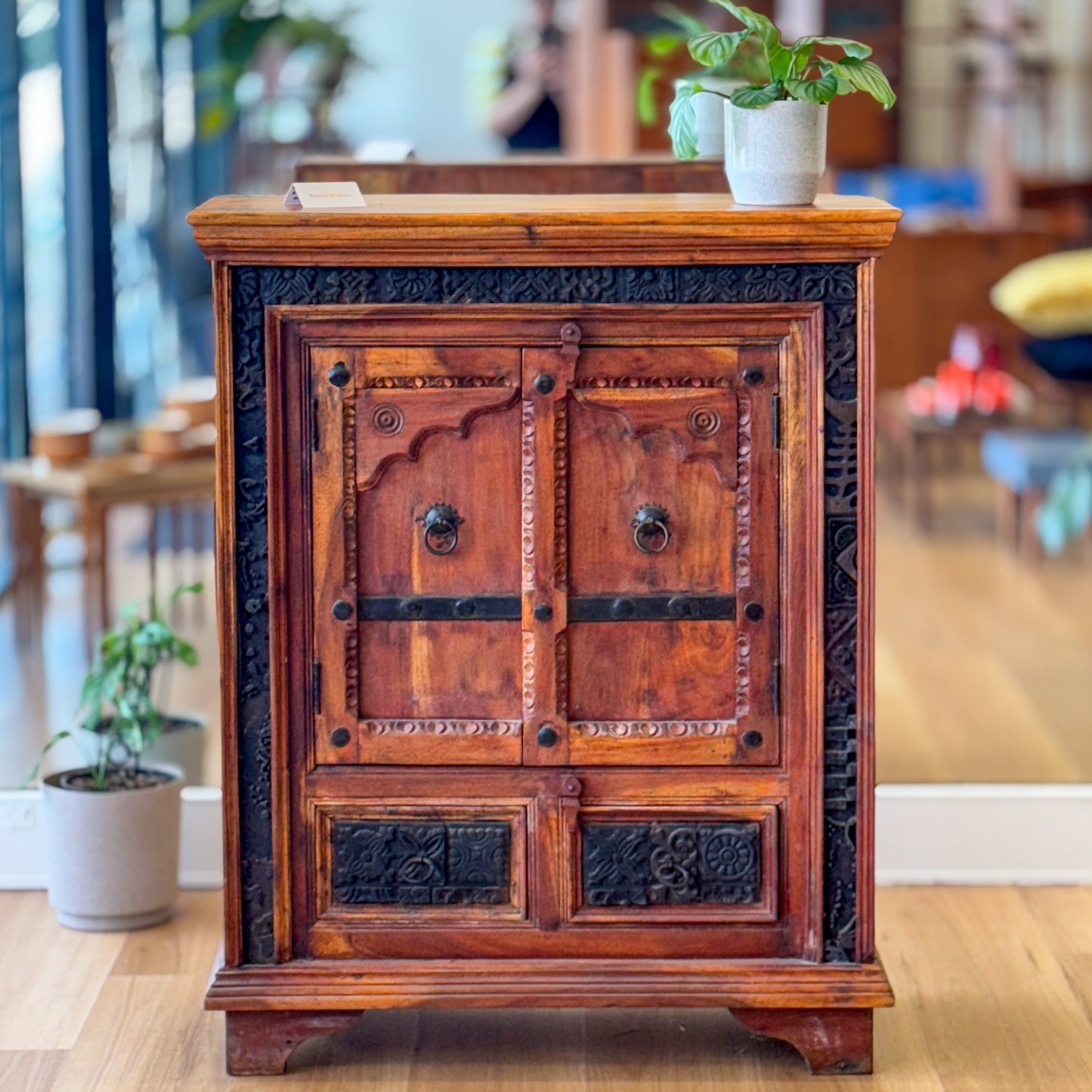 Spanish style solid wood hand etched cupboard