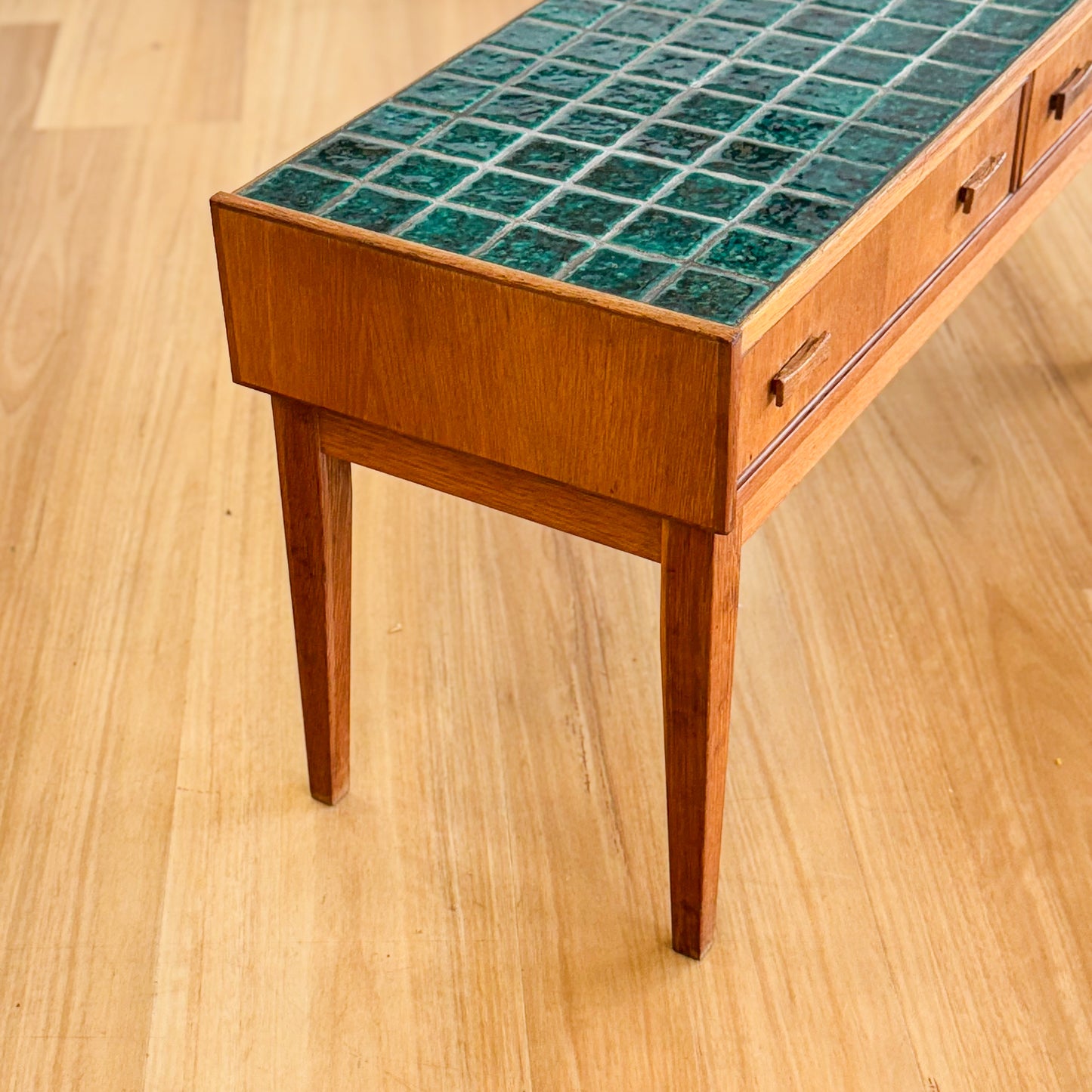 Mid century tiled top side table