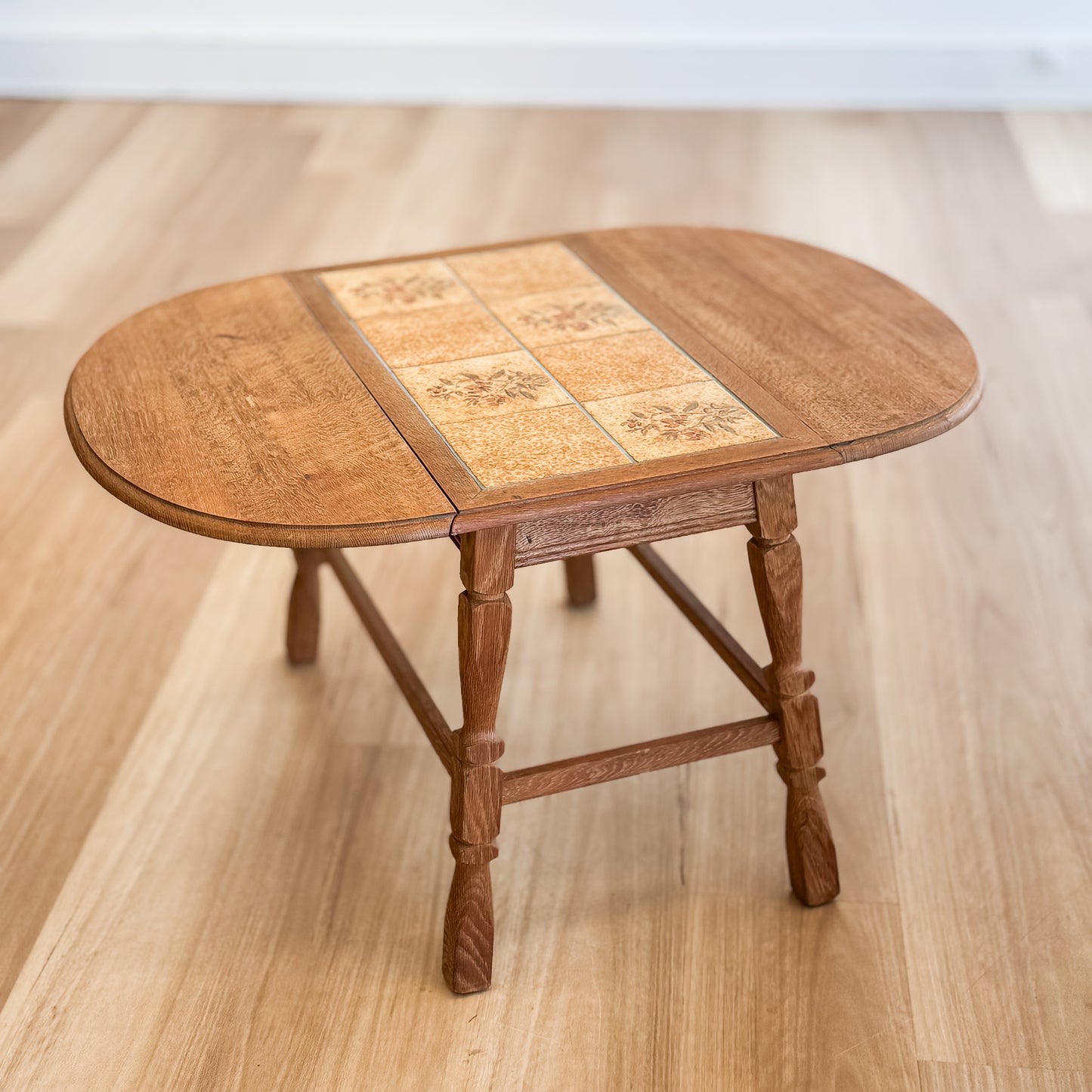 Danish oak drop side coffee table