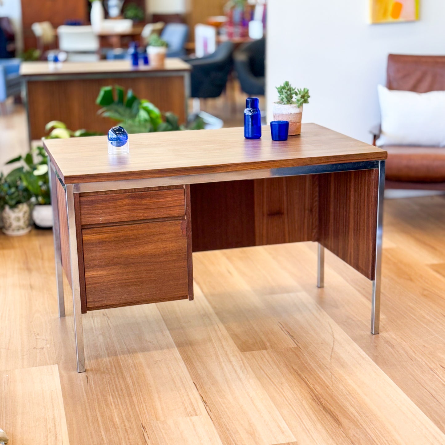 1970s laminate and chrome desk