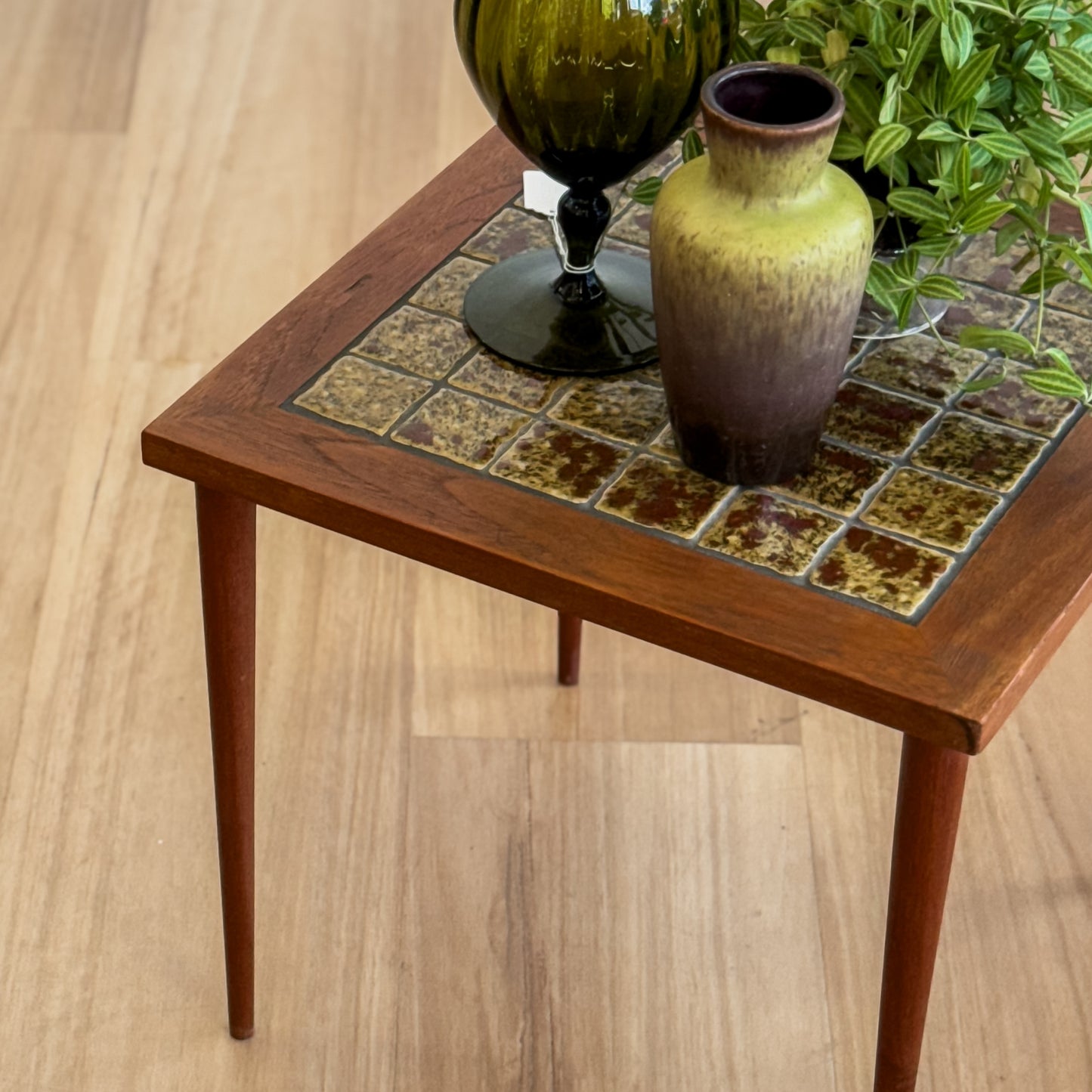 Danish teak tiled top side table