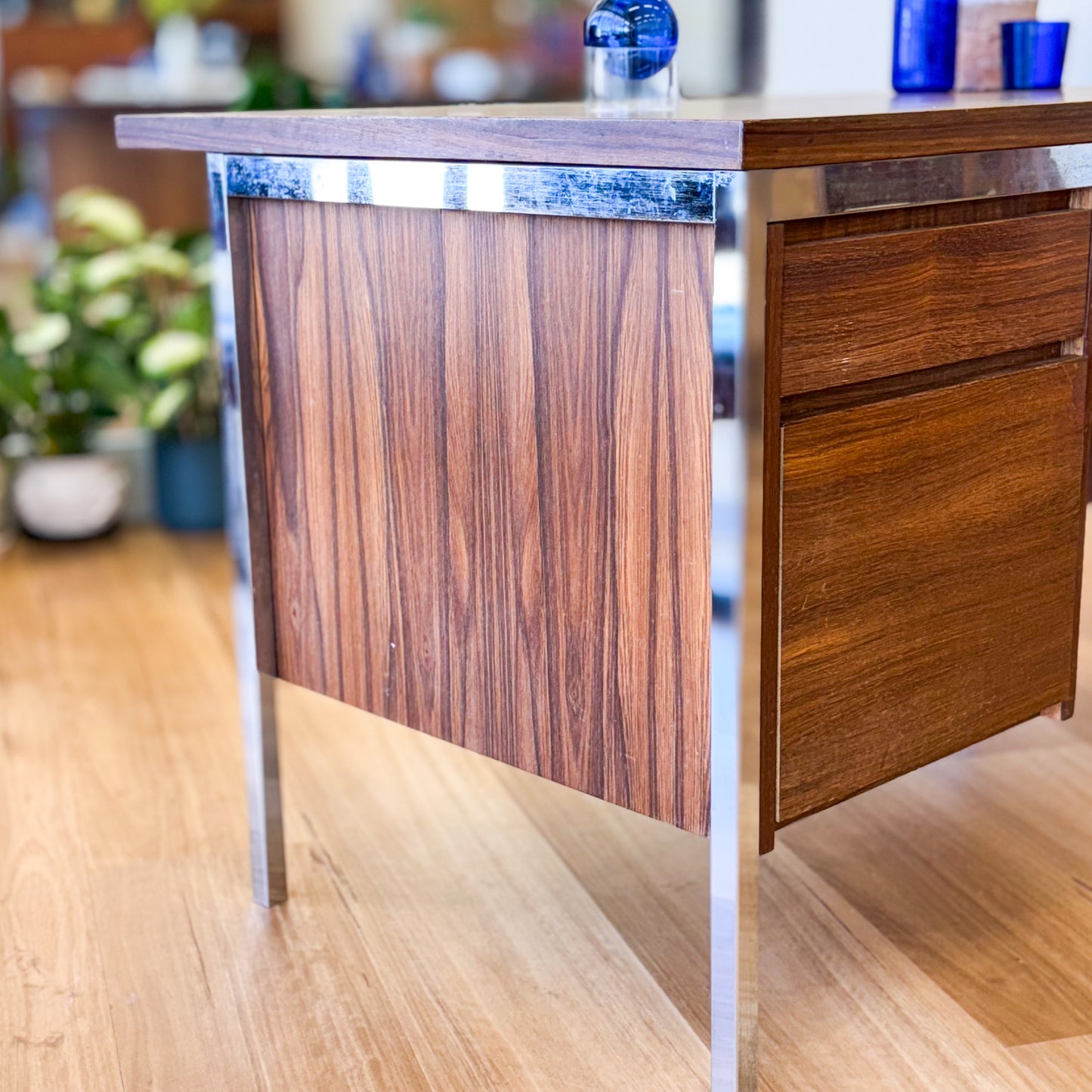 1970s laminate and chrome desk