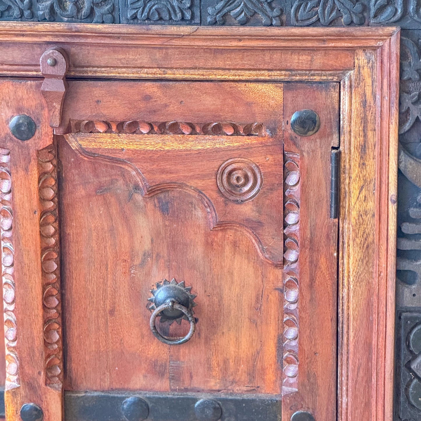 Spanish style solid wood hand etched cupboard