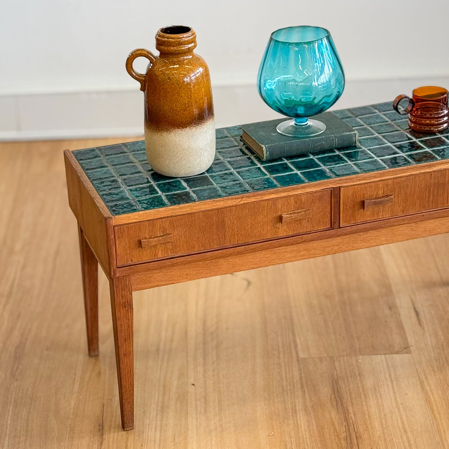 Mid century tiled top side table