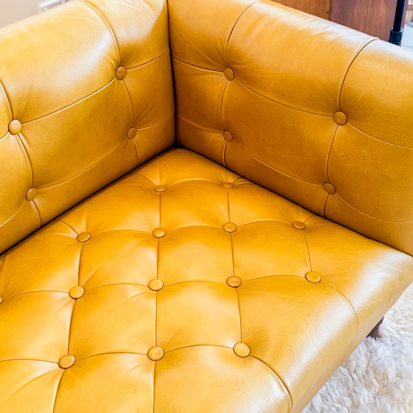 Mustard leather look sofa