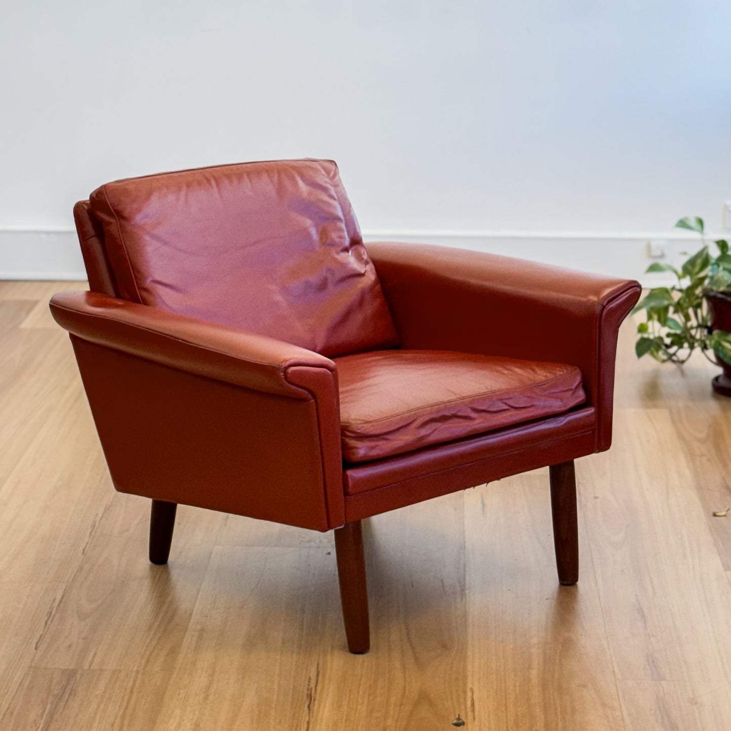 Danish Leather upholstered armchair