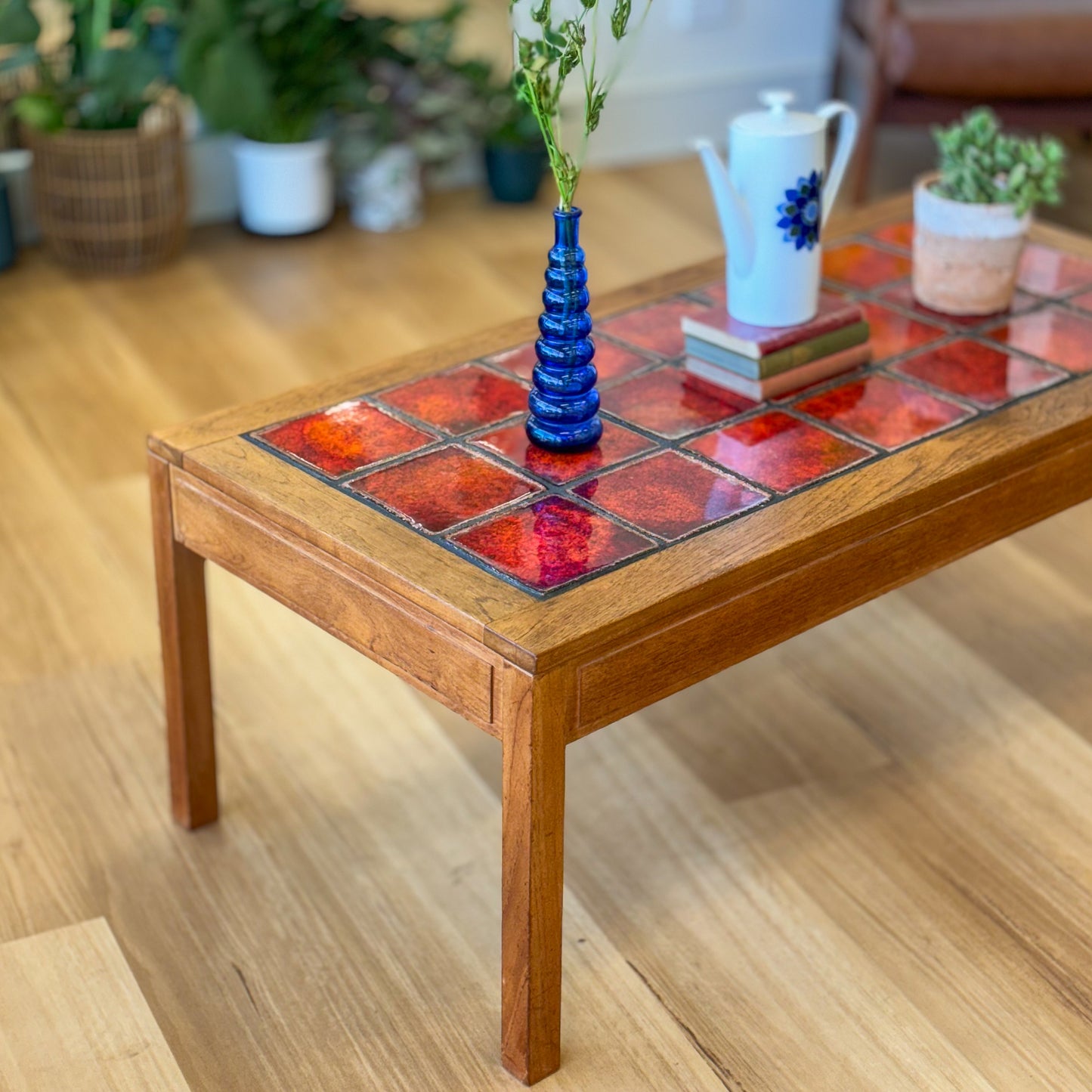 Vintage 1970s tiled top coffee table