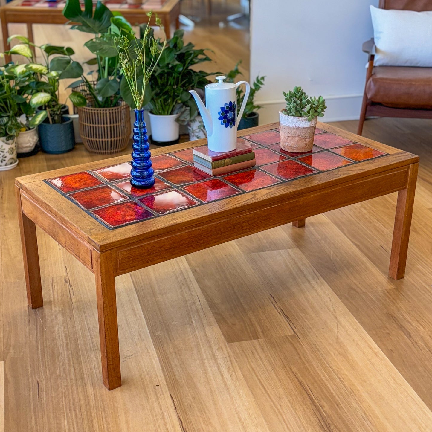 Vintage 1970s tiled top coffee table