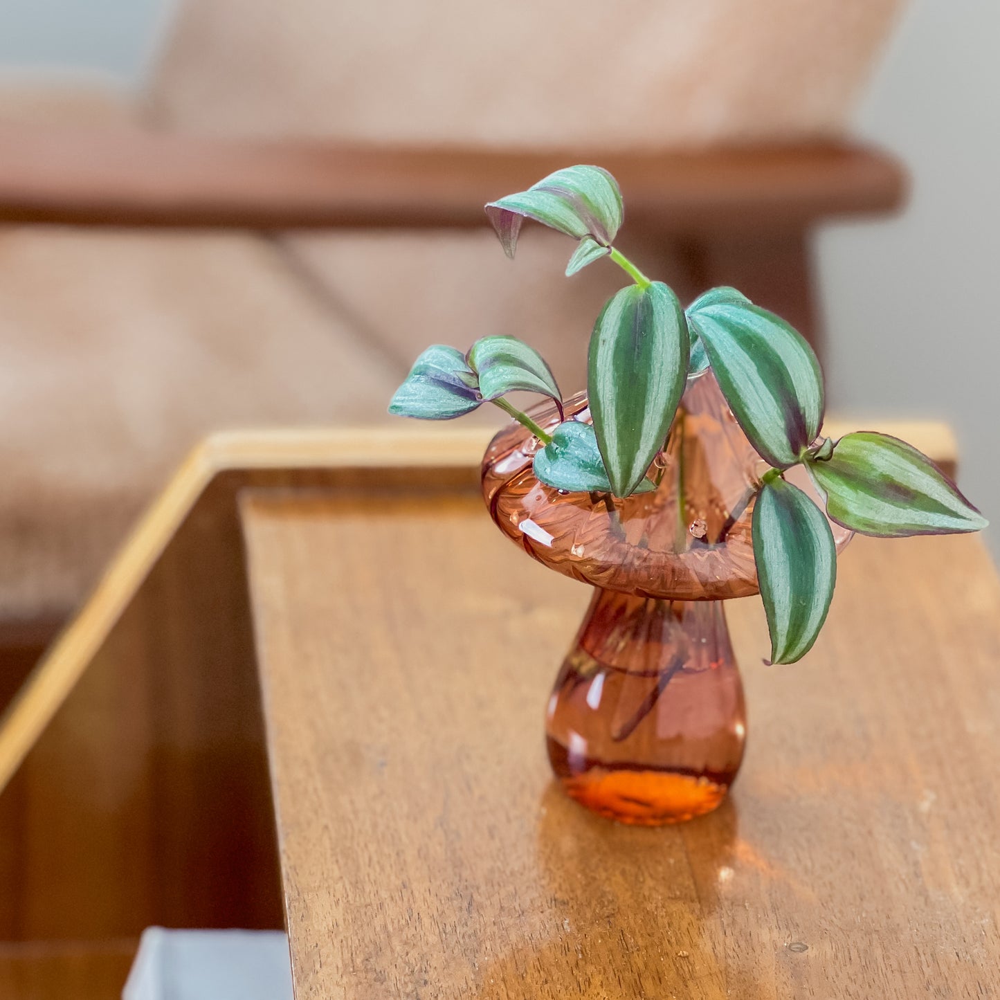 Mushroom Coloured Glass Vase