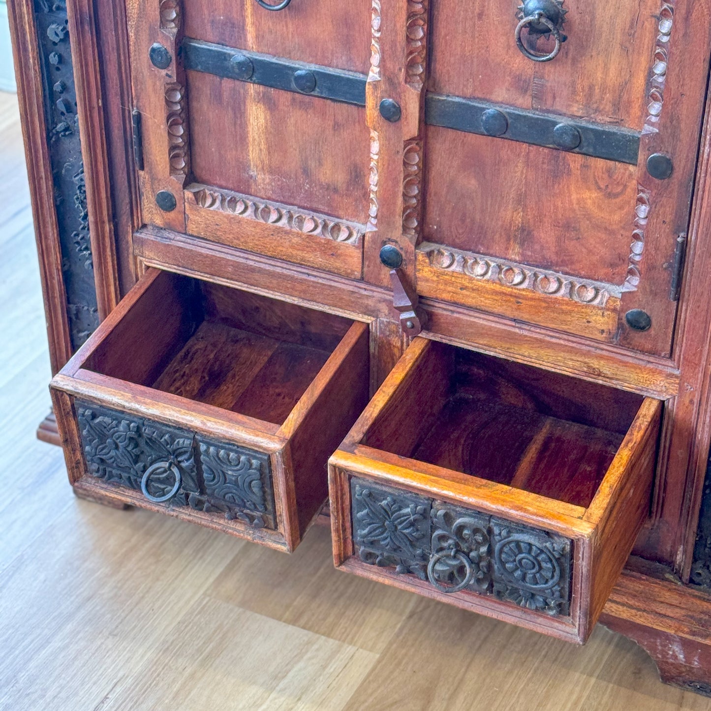 Spanish style solid wood hand etched cupboard