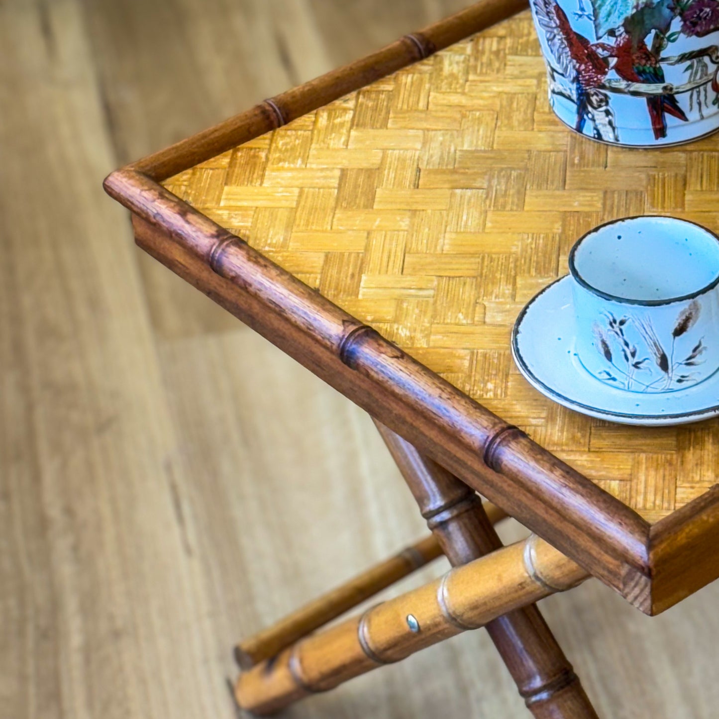 Vintage fold away bamboo table