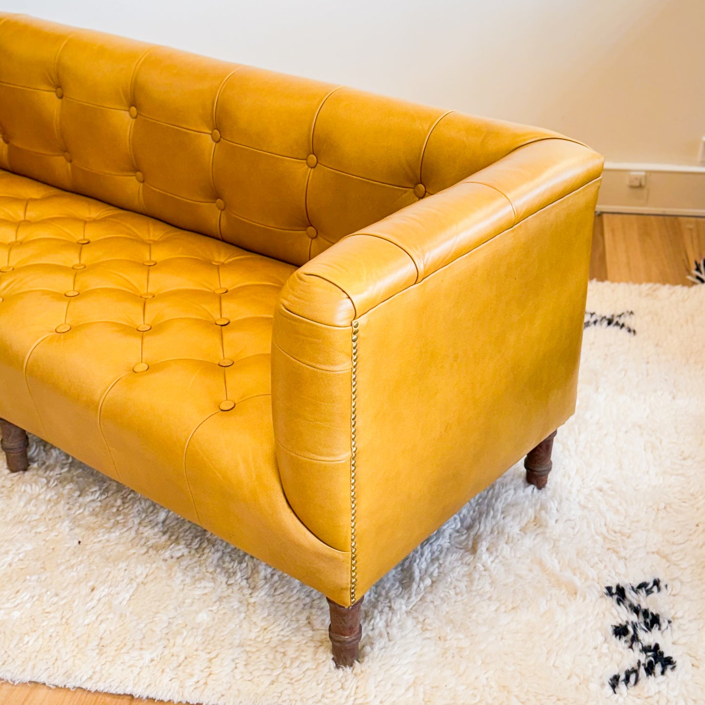 Mustard leather look sofa