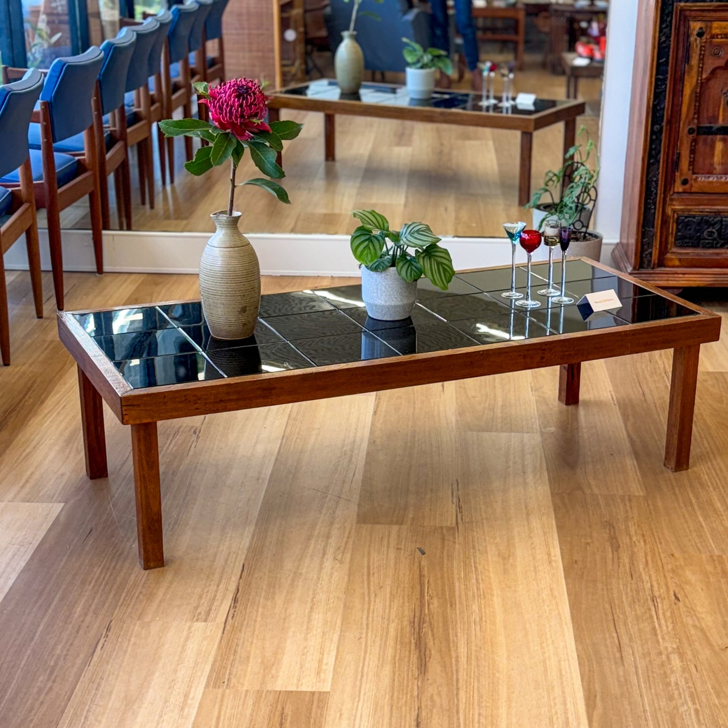 Black tiled top coffee table