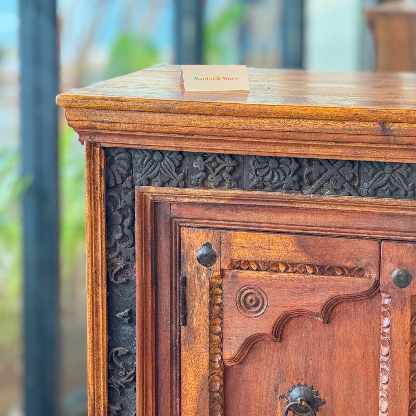 Spanish style solid wood hand etched cupboard