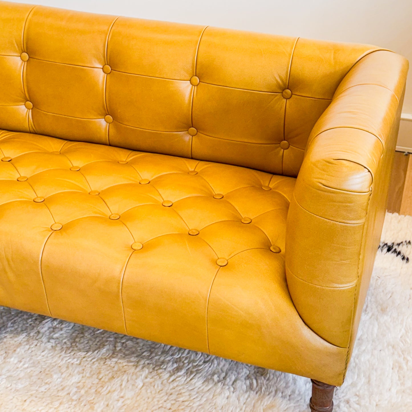 Mustard leather look sofa