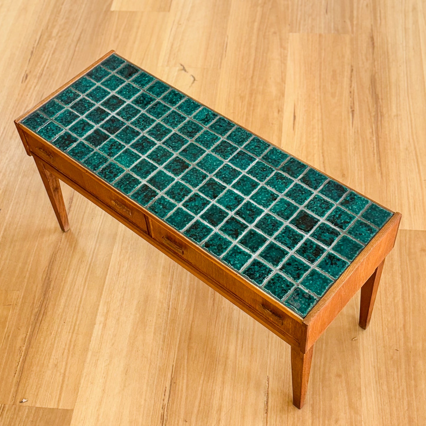 Mid century tiled top side table