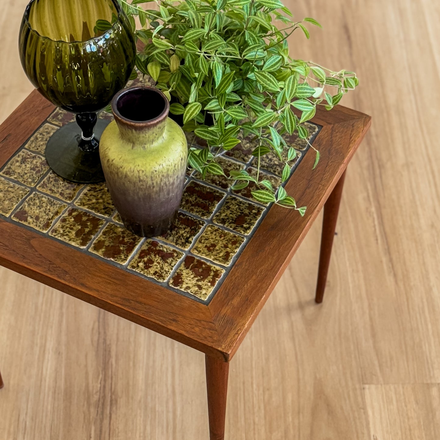 Danish teak tiled top side table