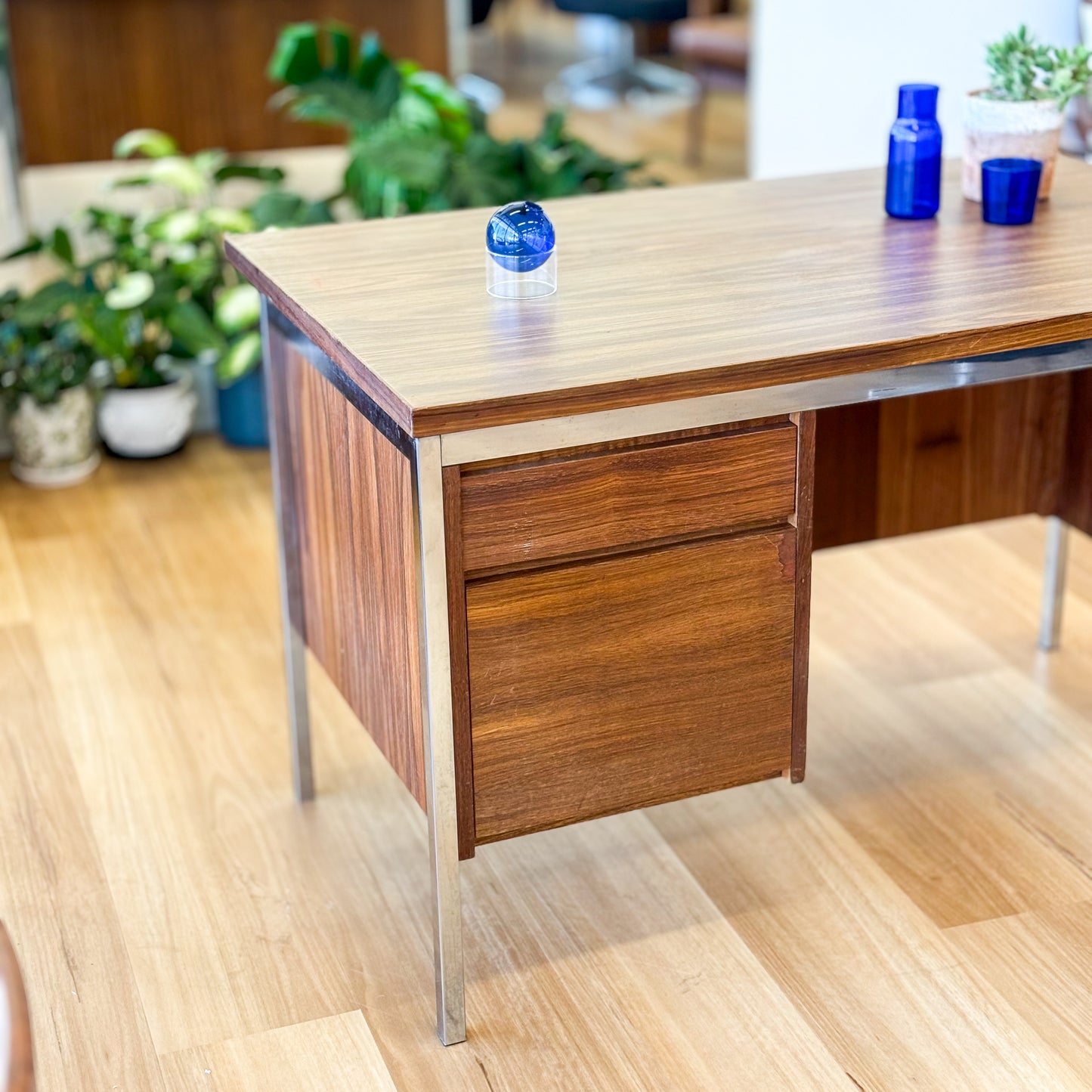 1970s laminate and chrome desk