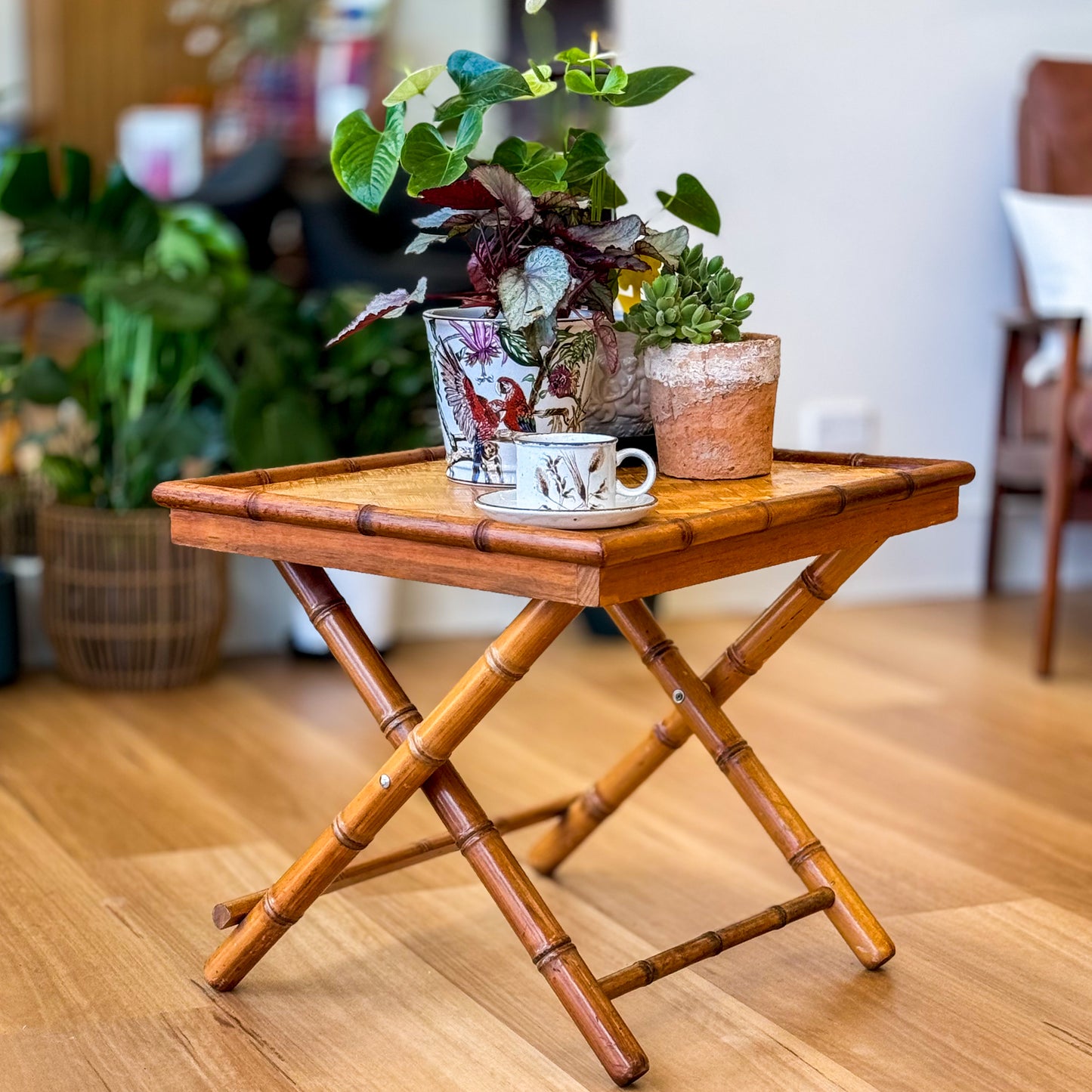 Vintage fold away bamboo table