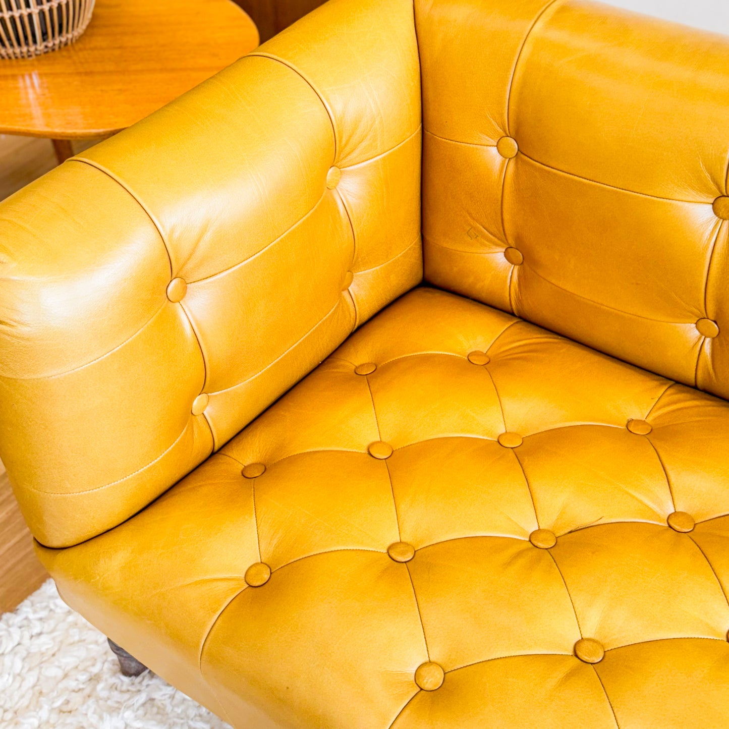 Mustard leather look sofa