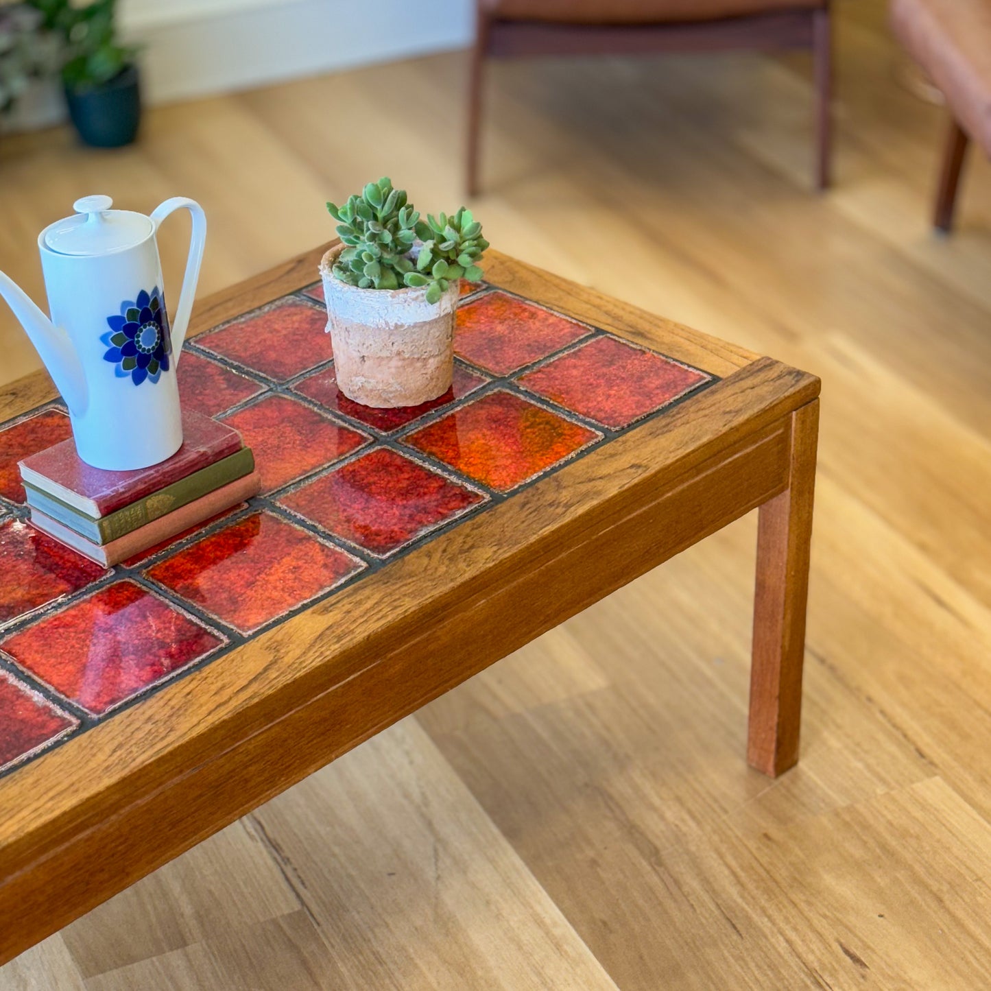 Vintage 1970s tiled top coffee table