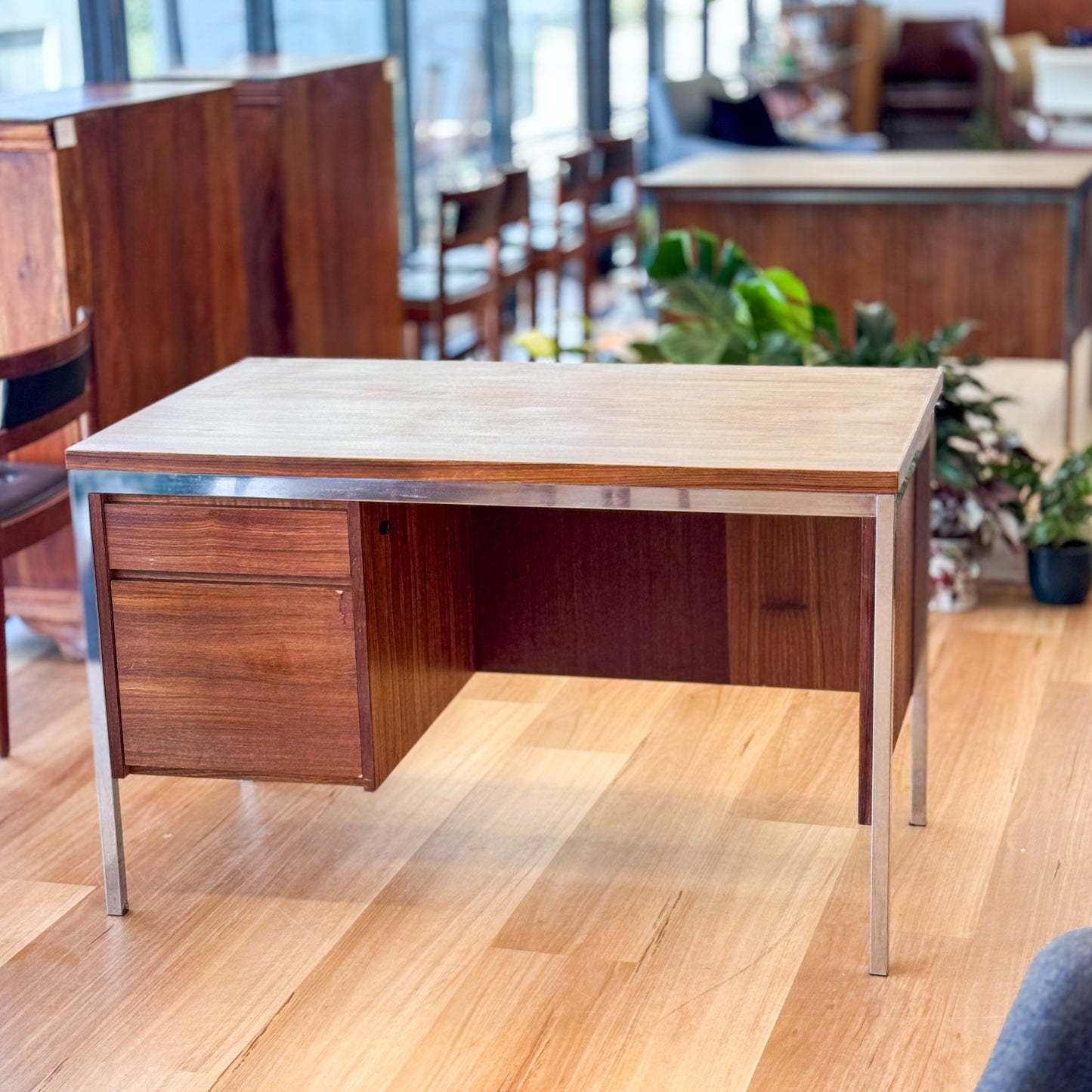 1970s laminate and chrome desk