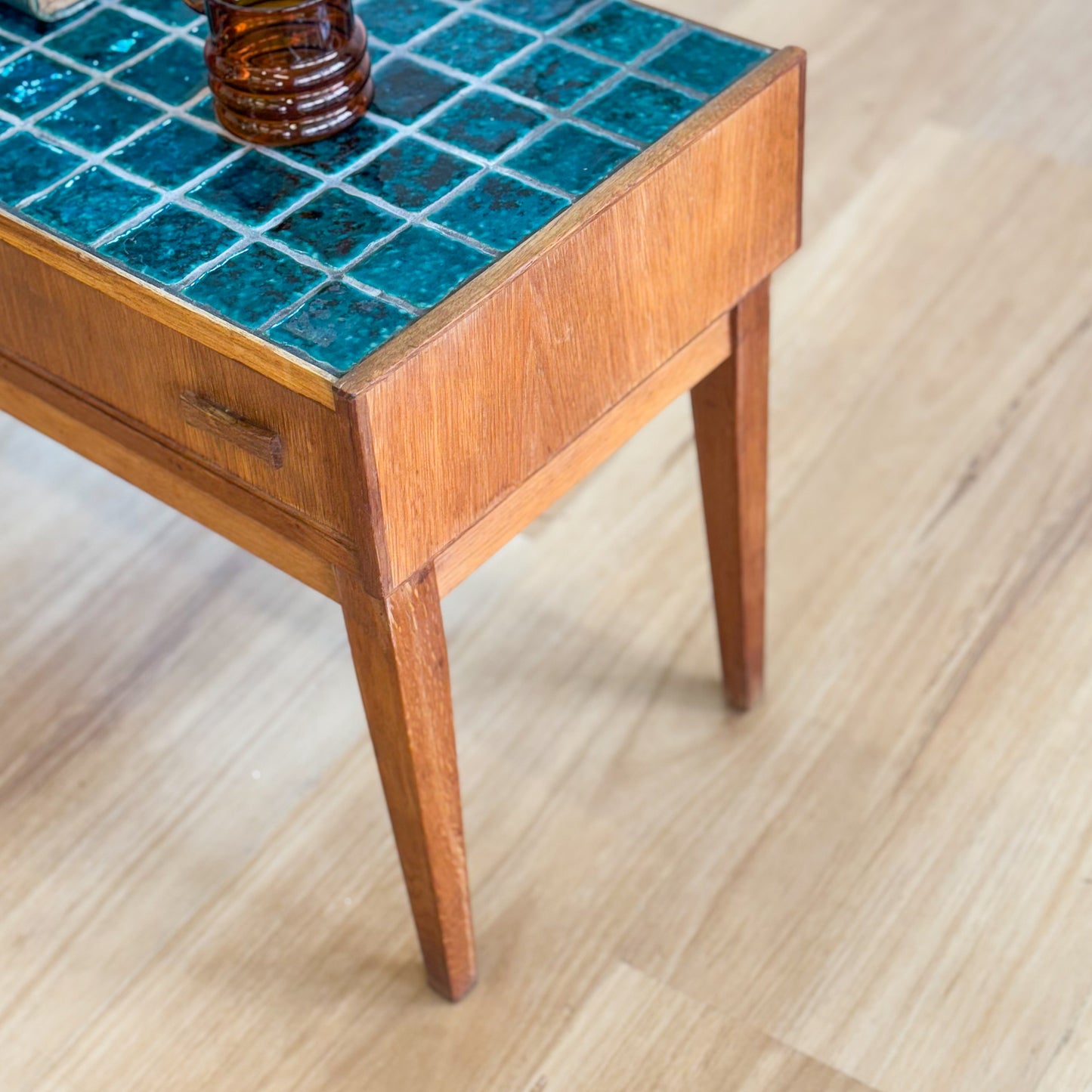 Mid century tiled top side table