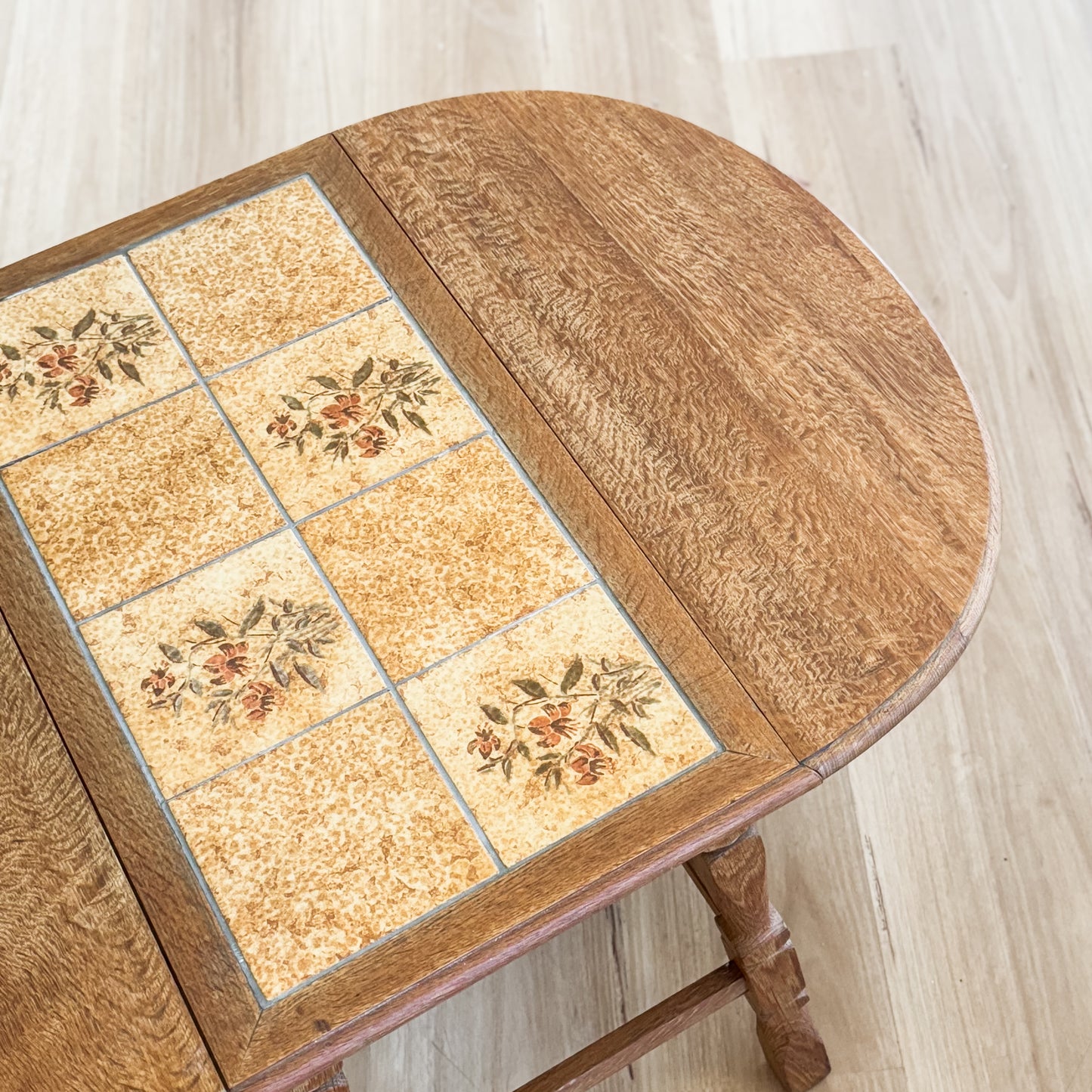 Danish oak drop side coffee table