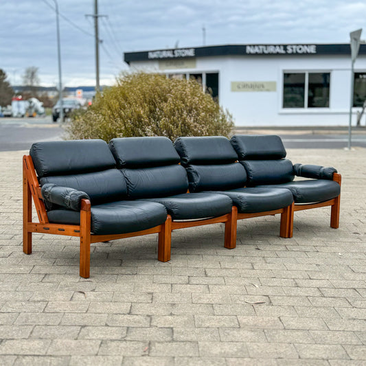 Vintage four piece modular leather and vinyl lounge suite by Module Company and Staff 1976