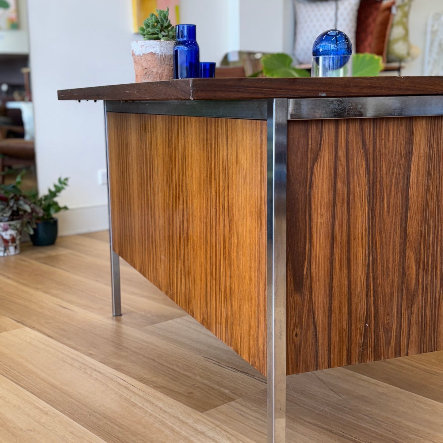 1970s laminate and chrome desk