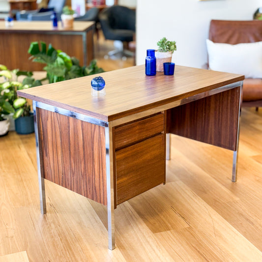 1970s laminate and chrome desk