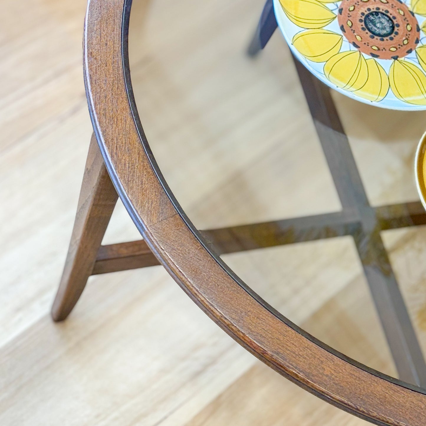 Chiswell Smokey glass top round coffee table