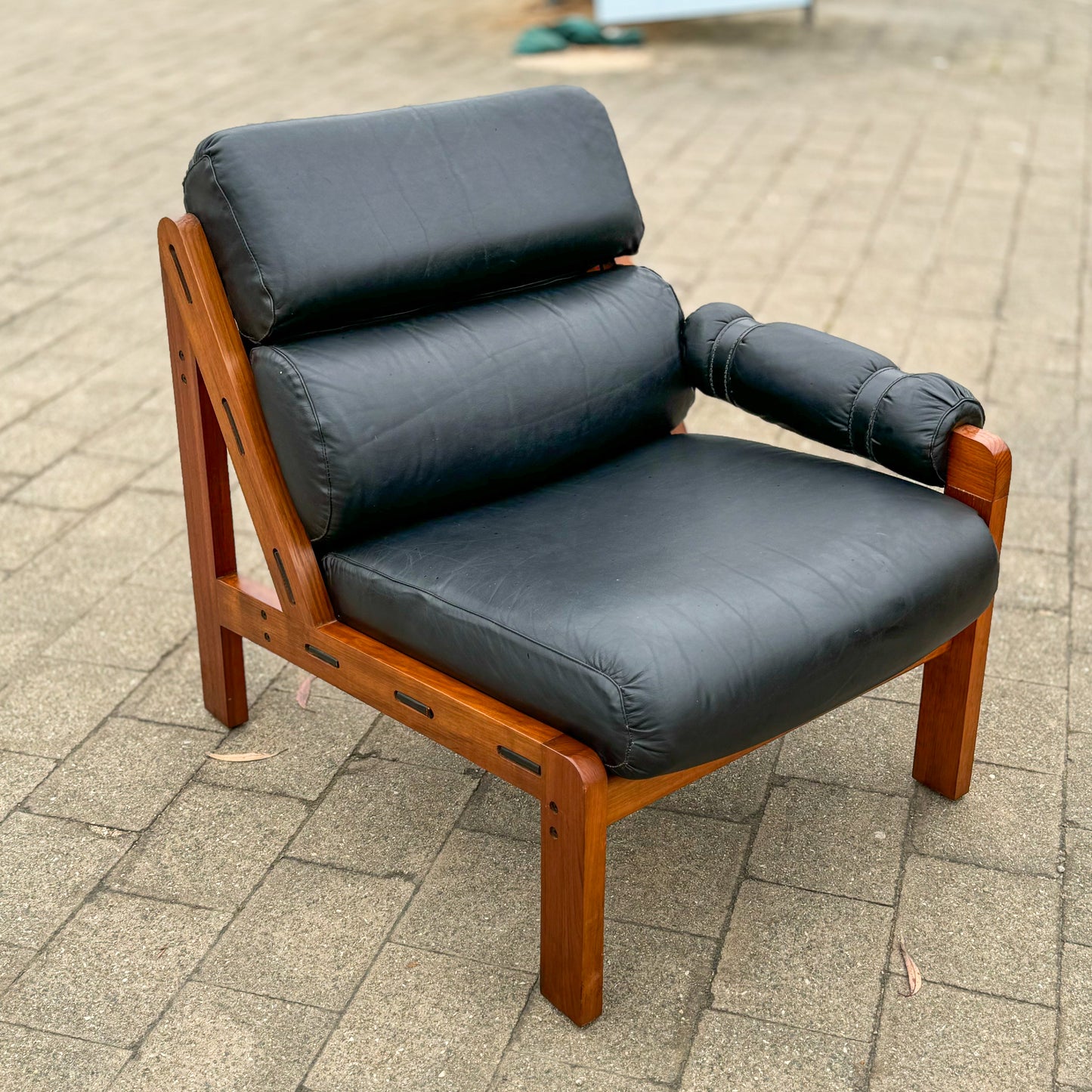 Vintage four piece modular leather and vinyl lounge suite by Module Company and Staff 1976