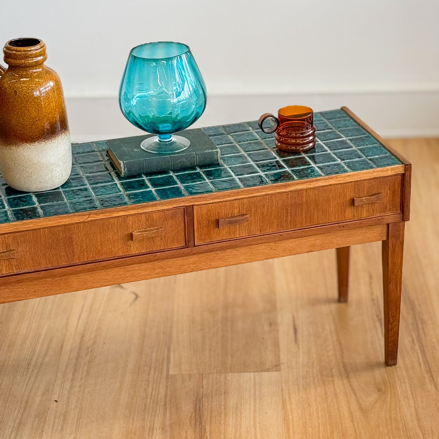 Mid century tiled top side table