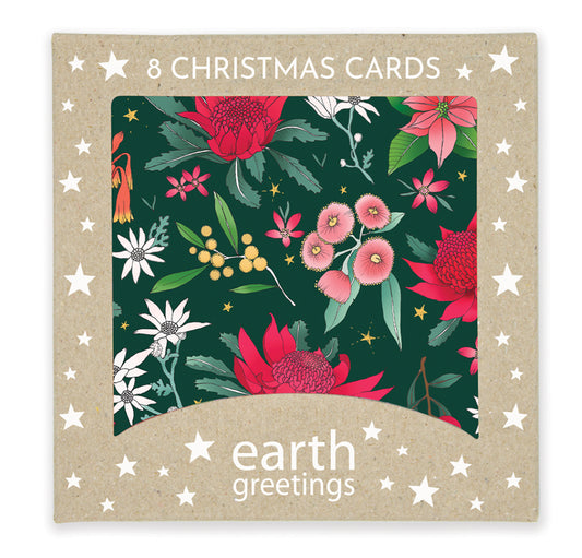 Boxed Christmas Cards (Square) - Festive Floral