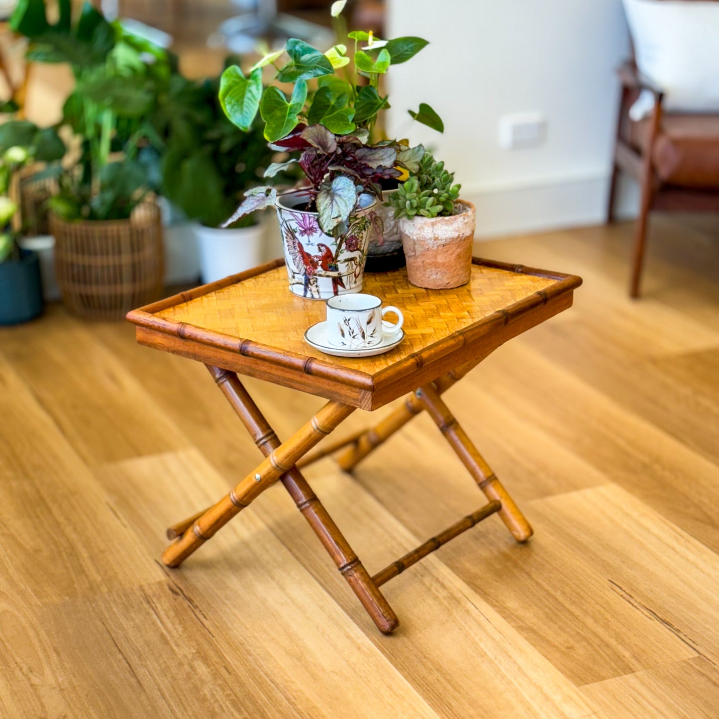 Vintage fold away bamboo table