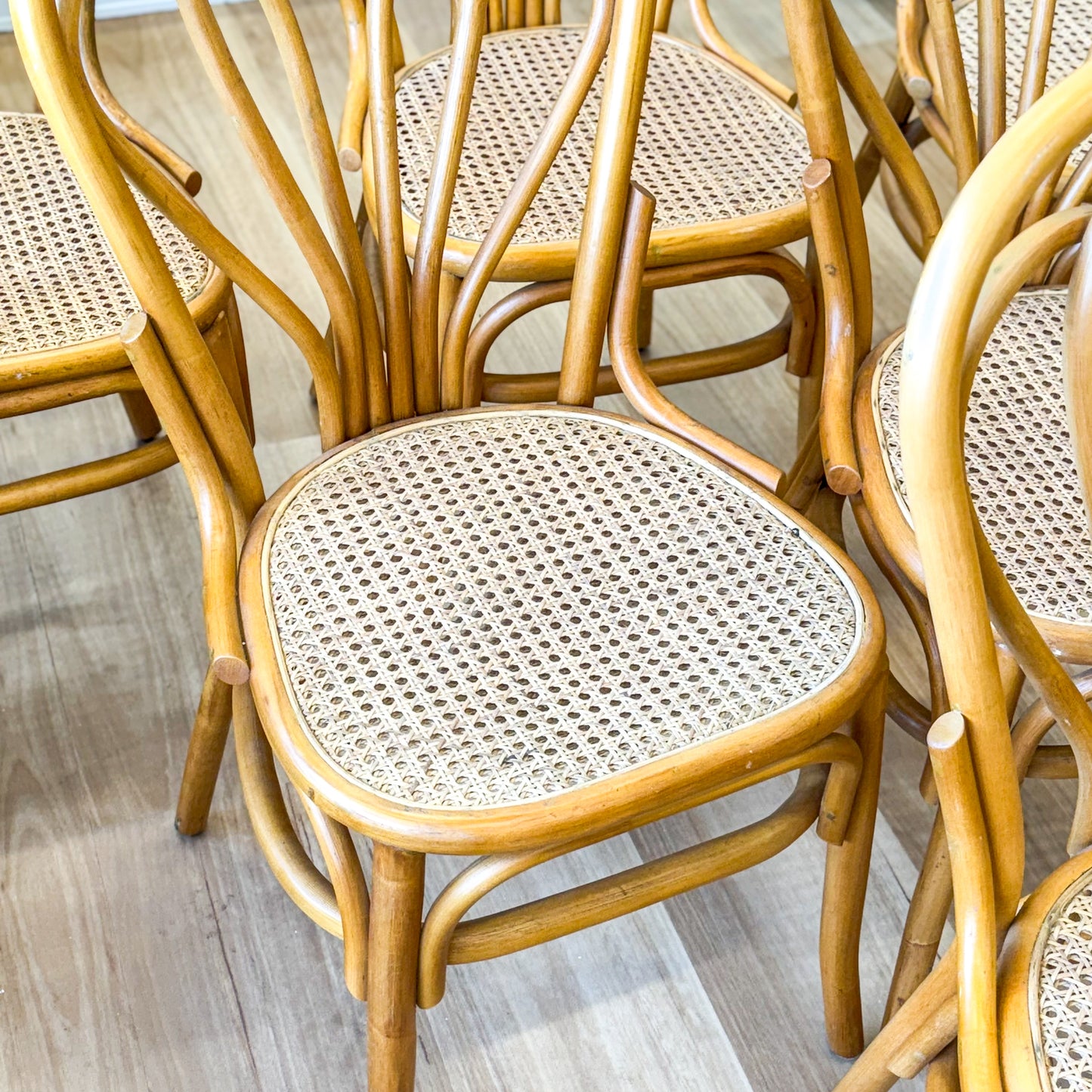 Set of six glorious cane dining chairs