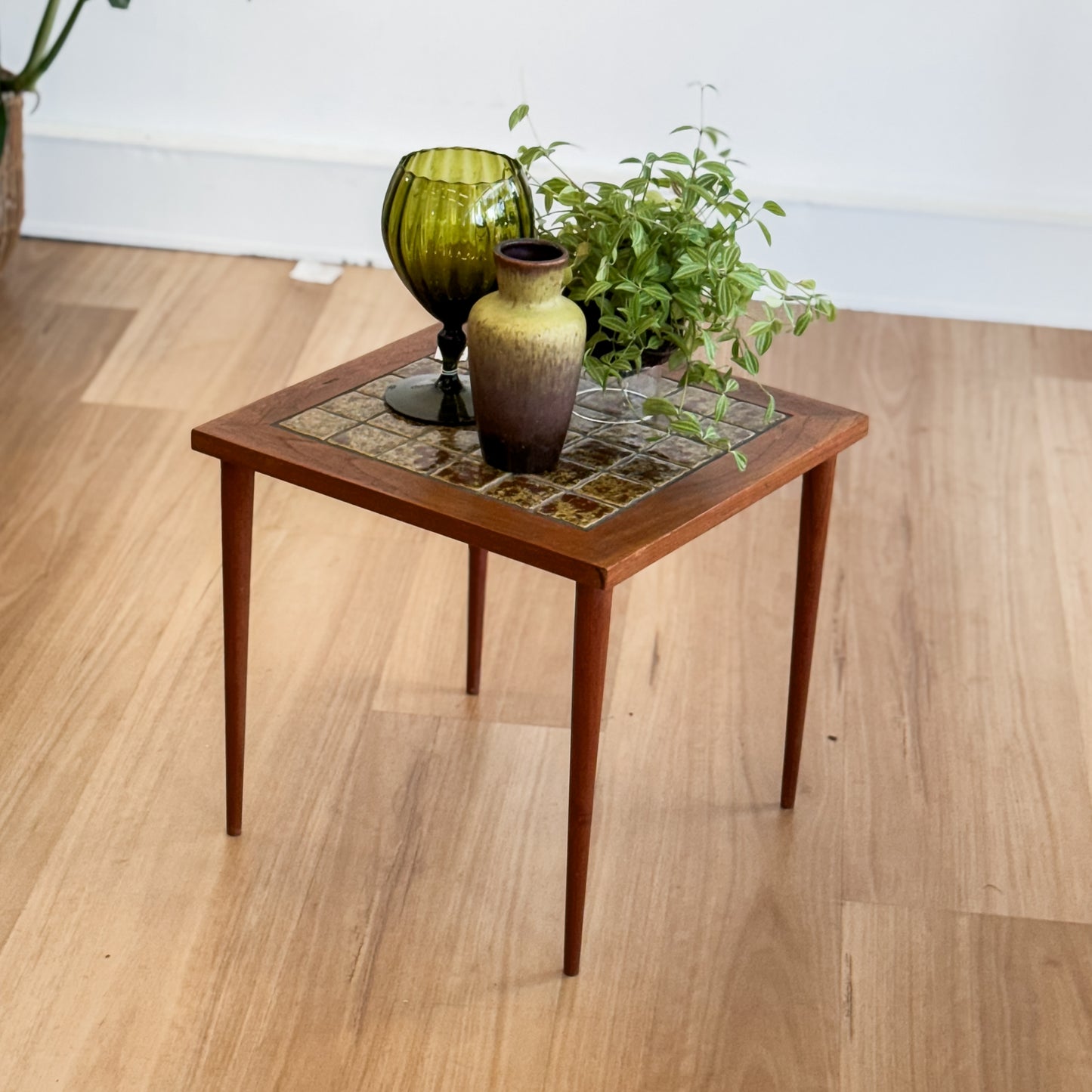 Danish teak tiled top side table