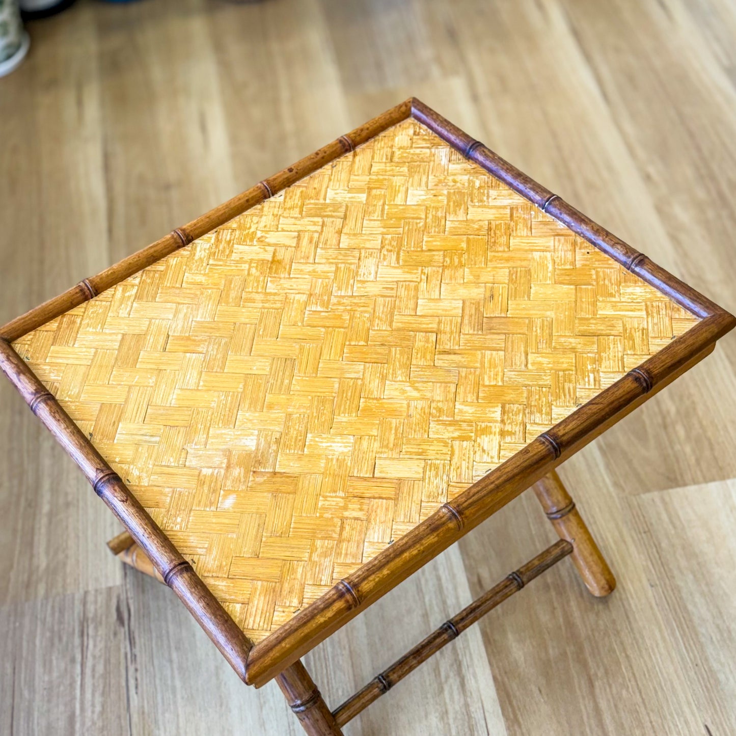 Vintage fold away bamboo table