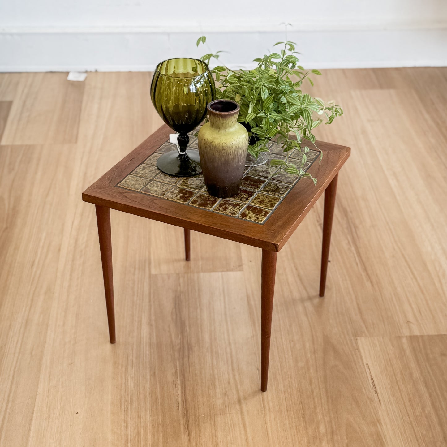 Danish teak tiled top side table