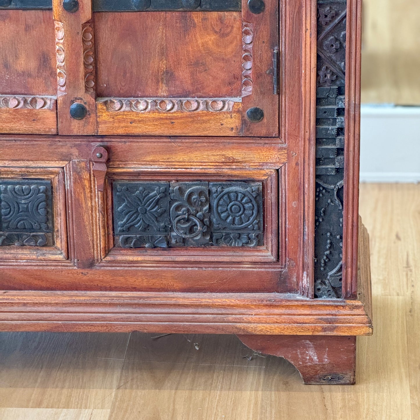 Spanish style solid wood hand etched cupboard