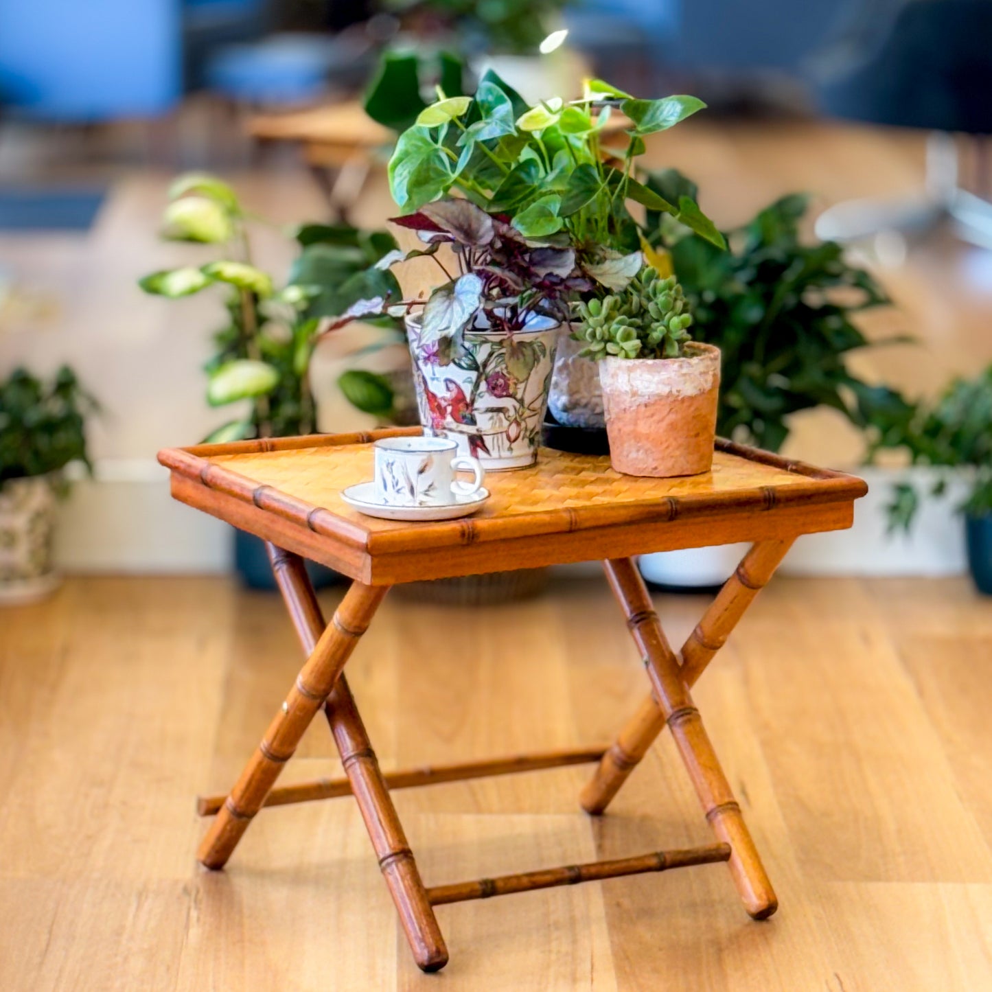 Vintage fold away bamboo table