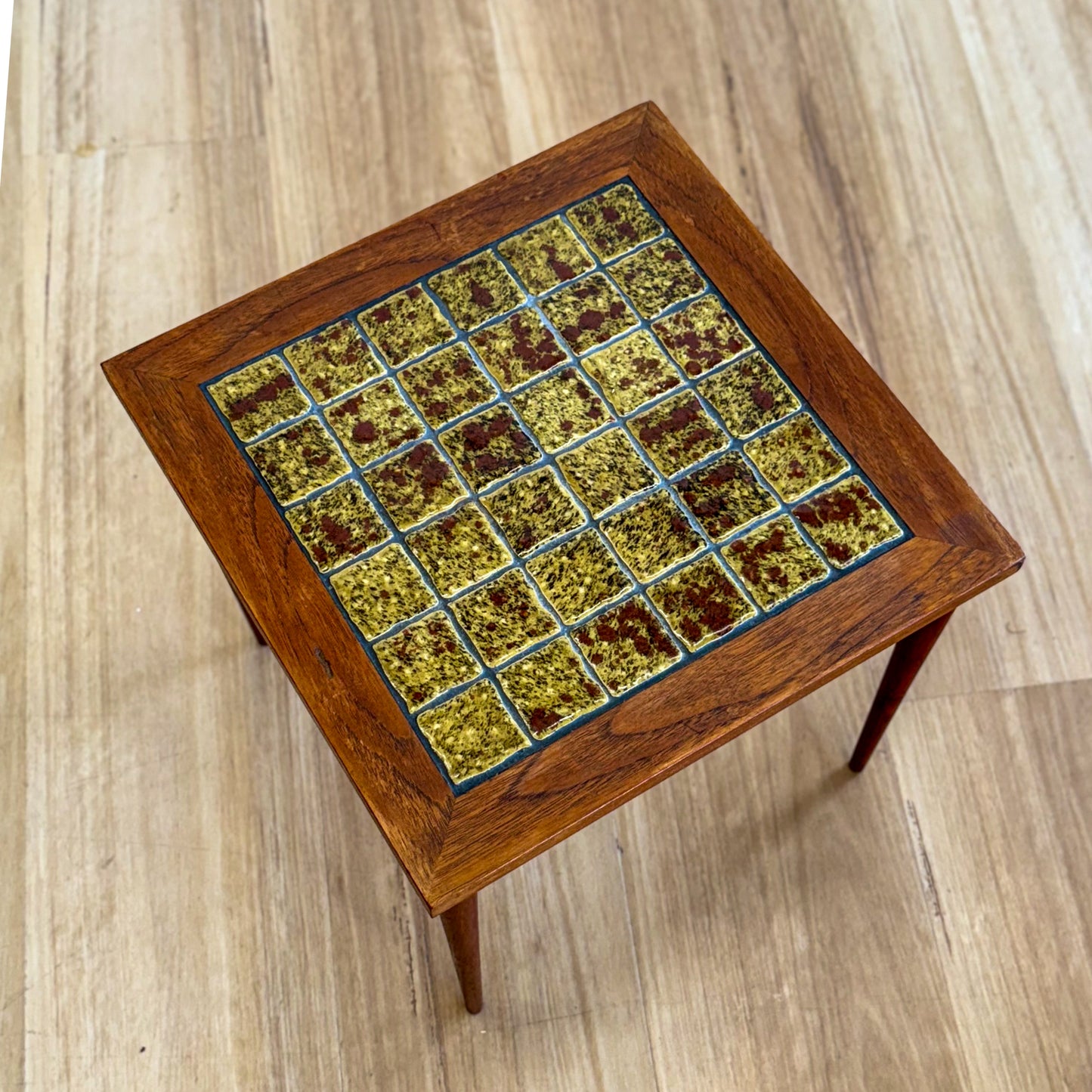 Danish teak tiled top side table