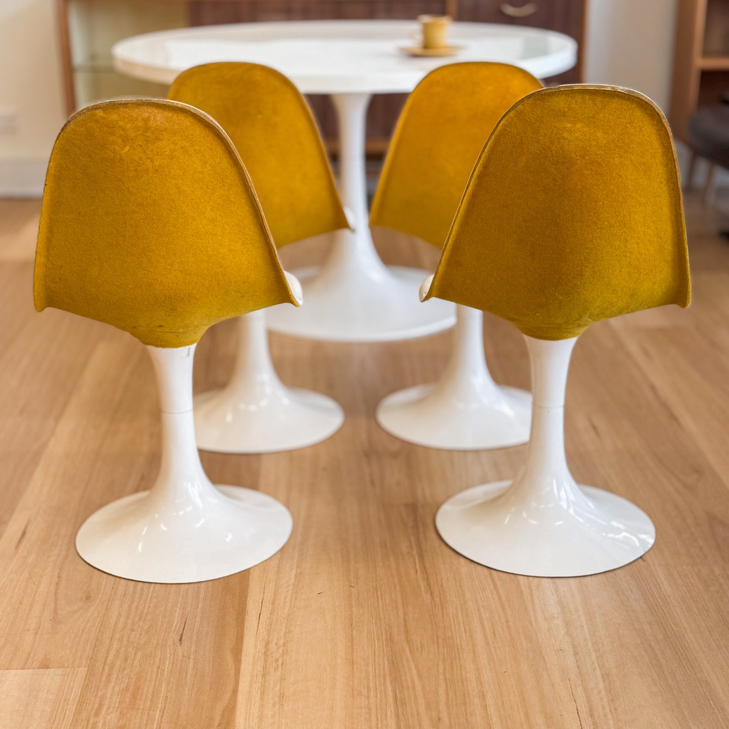 Circa 1960s fibreglass and velour five piece setting