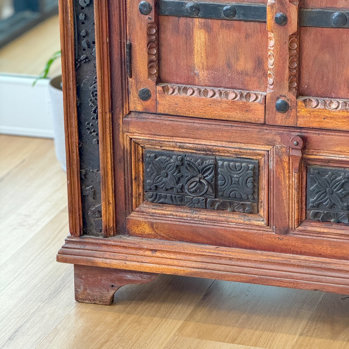 Spanish style solid wood hand etched cupboard