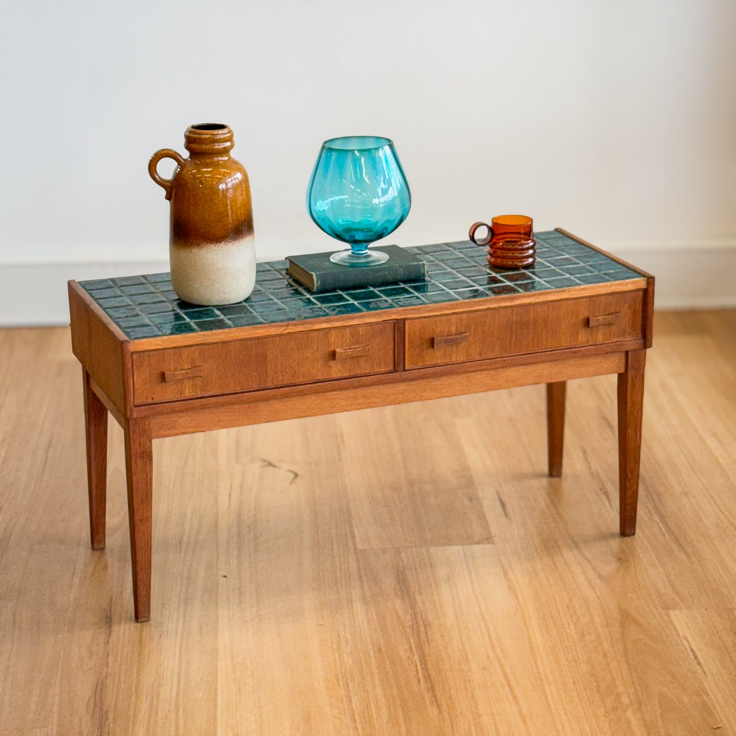 Mid century tiled top side table