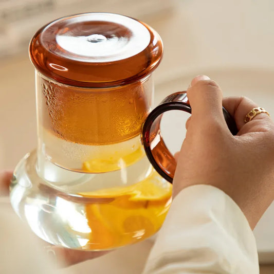 High Borosilicate Retro Amber  & Green Glass Teapot