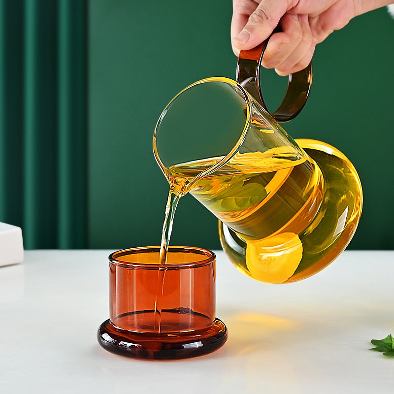 High Borosilicate Retro Amber  & Green Glass Teapot